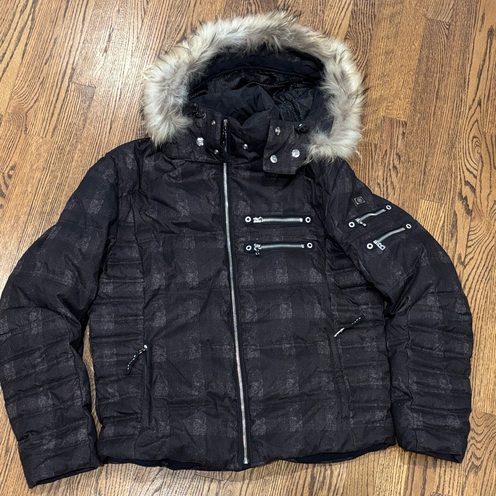 Bogner Men's Black Quilted Puffer Jacket with Fur-Trim Hood US44